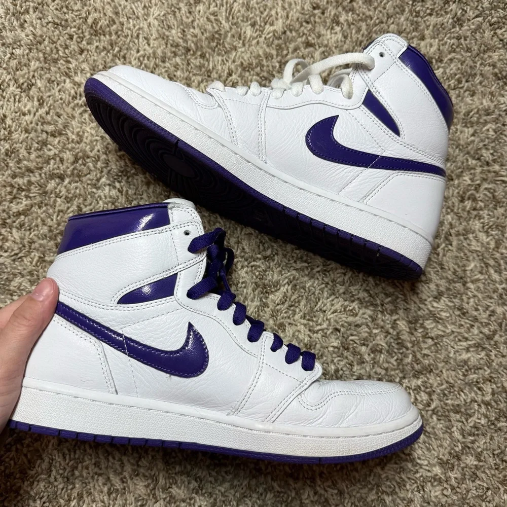 Nike Women's Air Jordan 1 Retro High OG White Court Purple Sneaker